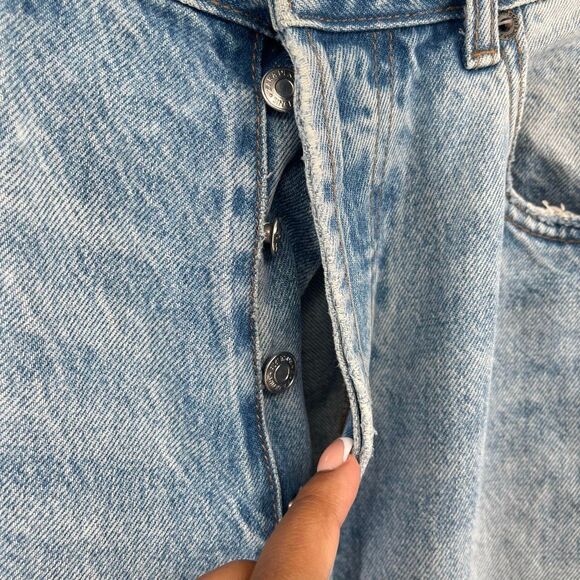 ZARA Women’s High Rise Button Fly Distressed Straight Leg Jeans Size 34 - Picture 4 of 13